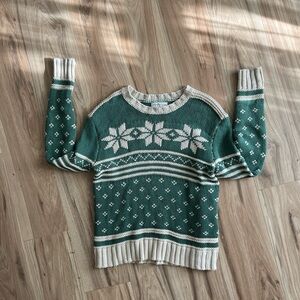 Urban Outfitters Floral Knit Sweater - Green and Cream